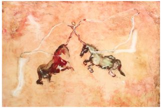 schilderij op papier met paarden